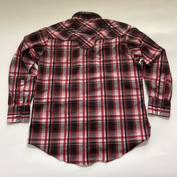 Ely Cattleman Pearl Snaps Cowboy Shirt Mens Large Plaid Tribal Embroidered Rodeo - Picture 5 of 10